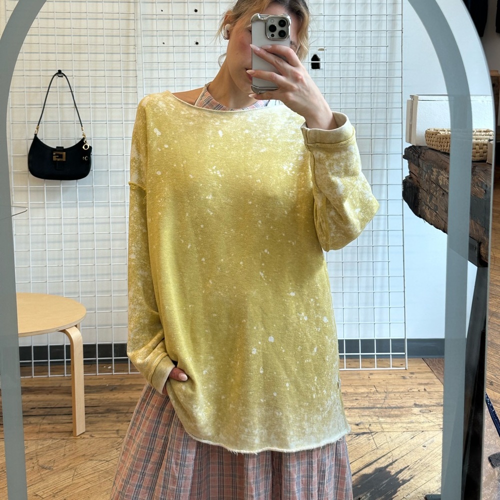 Free People movement yellow reversible long Sleeve pullover sweatshirt Top - Picture 5 of 5
